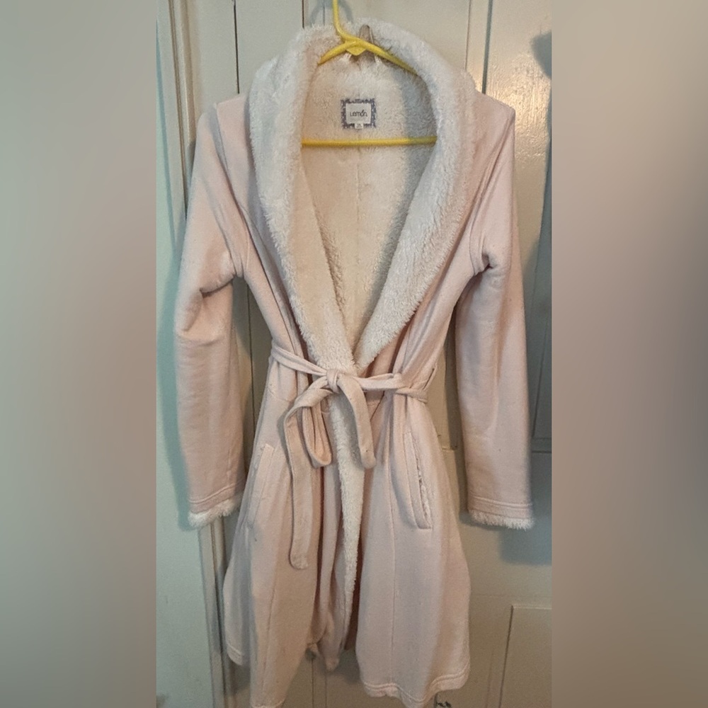 Lemon Soft Blush Robe with Plush Lining